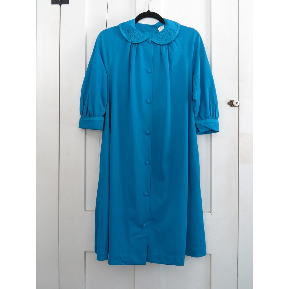 Vintage New w/ Tags Gossard Artemis Blue Embroidered Robe House Coat Medium